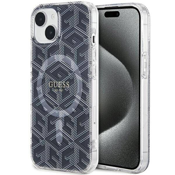 Original Case IPHONE 13 / 14 / 15 Guess hardcase IML GCube MagSafe (GUHMP15SHGCUSTGK) black 3666339221843