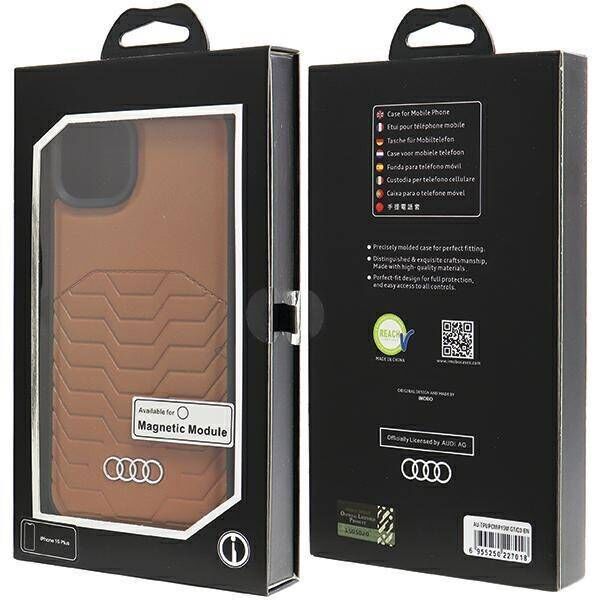 Original Case IPHONE 15 PLUS / 14 PLUS Audi Synthetic Leather MagSafe (AU-TPUPCMIP15M-GT/D3-BN) brown 6955250227018