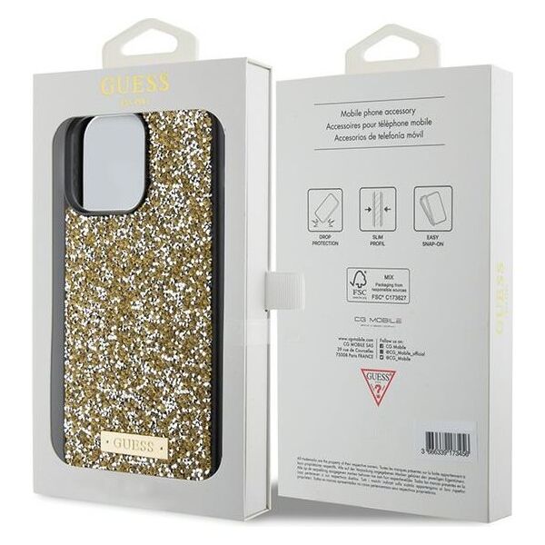 Guess case for iPhone 15 Pro 6,1&quot; GUHCP15LPFGSBSD yellow HC Rhinestone Metal Logo 3666339153540