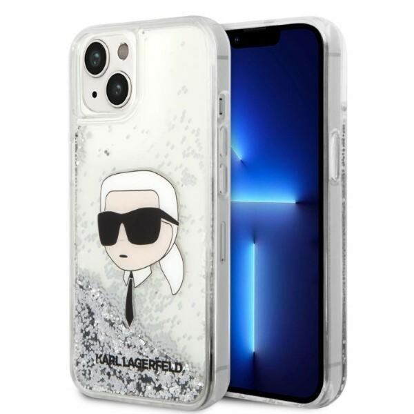 Karl Lagerfeld case for iPhone 14 Pro Max 6,7&quot; KLHCP14XLNKHCH silver hardcase Liquid Glitter NFT Karl's Head 3666339086879