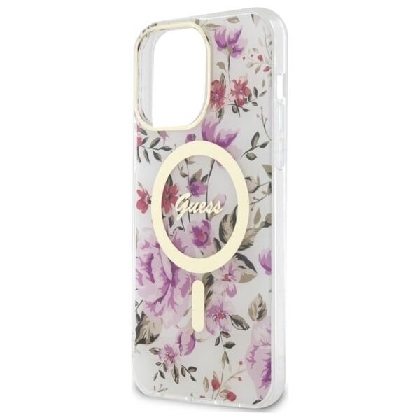 Guess case for iPhone 14 Pro Max 6,7&quot; GUHMP14XHCFWST transparent hardcase Magsafe IML Flower 3666339115661