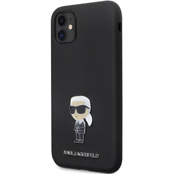 Karl Lagerfeld case for iPhone 11 KLHCN61SMHKNPK black HC Silicone Ikonik Metal Pin 3666339165918