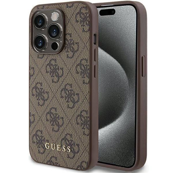 Guess case for iPhone 15 Pro 6,1&quot; GUHCP15LG4GFBR brown HC PU 4G Metal Logo 3666339171728