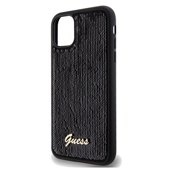 Guess case for  iPhone 11 GUHCN61PSFDGSK HC SEQUIN SCRIPT METAL BLACK 3666339172770