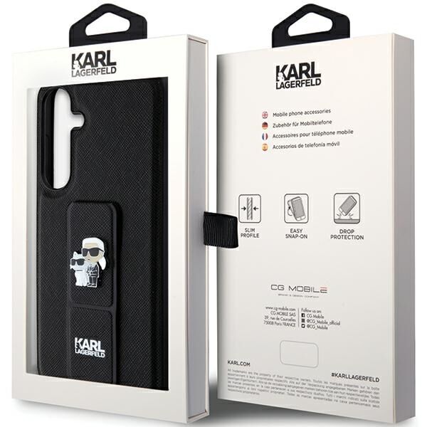 Karl Lagerfeld case for Samsung Galaxy S24+ KLHCS24MGSAKCPK black HC GRIPSTAND SAFFIANO KC PINS 3666339242152