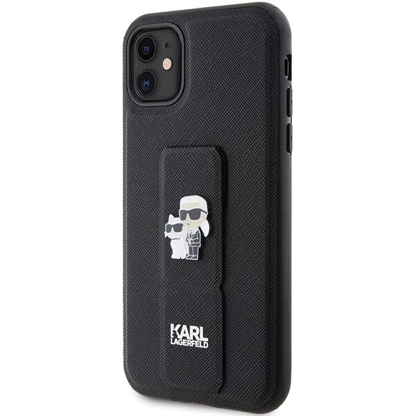 Karl Lagerfeld case for iPhone 11 KLHCN61GSAKCPK HC GRIPSTAND SAFFIANO KC PINS BLACK 3666339206772