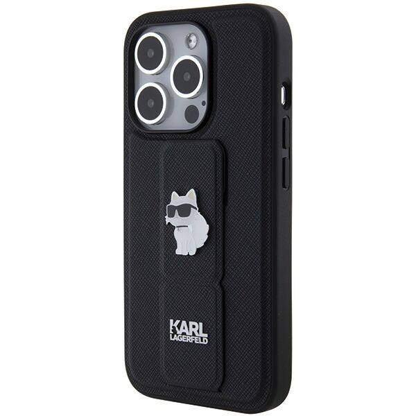 Karl Lagerfeld case for iPhone 14 Pro Max 6,7&quot; KLHCP14XGSACHPK HC GRIPSTAND SAFFIANO CHOUPETTE PINS BLACK 3666339207427