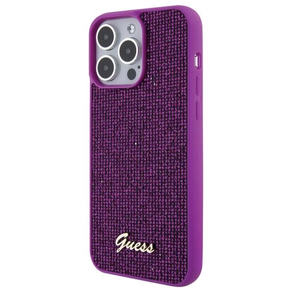 Guess case for iPhone 15 Pro Max 6,7&quot; GUHCP15XPMSDGSF fuschia HC PU Disco Script Metal 3666339173746