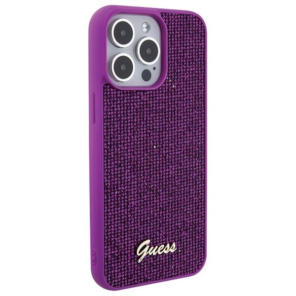 Guess case for iPhone 15 Pro Max 6,7&quot; GUHCP15XPMSDGSF fuschia HC PU Disco Script Metal 3666339173746