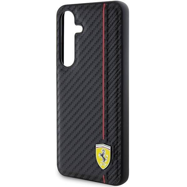 Original Case SAMSUNG GALAXY S24 Ferrari Hardcase Carbon Printed Line (FEHCS24SN3DUR) black 3666339242442