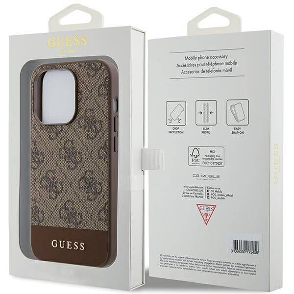 Original Case APPLE IPHONE 15 PRO MAX Guess Hardcase 4G Stripe Collection (GUHCP15XG4GLBR) brown 3666339196240