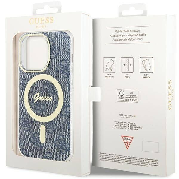 Original Case APPLE IPHONE 15 PRO MAX Guess Hardcase IML 4G MagSafe (GUHMP15XH4STB) blue 3666339194659