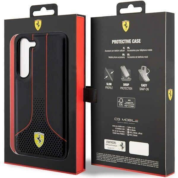 Original Case SAMSUNG GALAXY S23+ Ferrari Hardcase Perforated 296 P (FEHCS23MPCSK) black 3666339117146