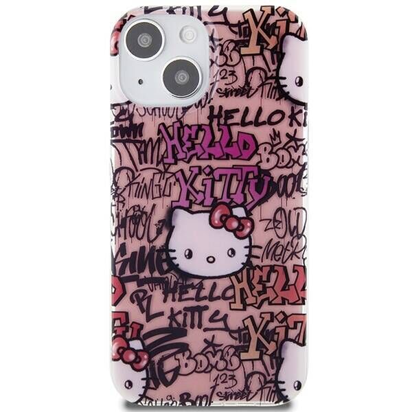 Original Case IPHONE 13 / 14 / 15 Hello Kitty Hardcase IML Tags Graffiti (HKHCP15SHDGPTP) pink 3666339188412