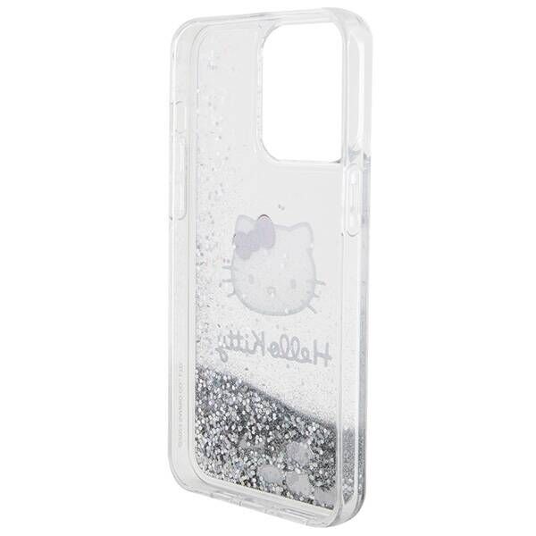 Original Case APPLE IPHONE 15 PRO MAX Hello Kitty Hardcase Liquid Glitter Charms Kitty Head (HKHCP15XLIKHET) silver 3666339186234