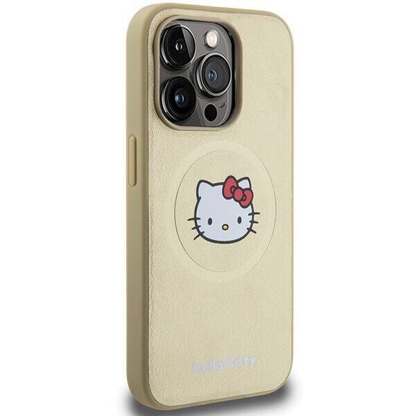 Original Case IPHONE 14 PRO Hello Kitty Hardcase Leather Kitty Head MagSafe (HKHMP14LPGHCKD) gold 3666339189044