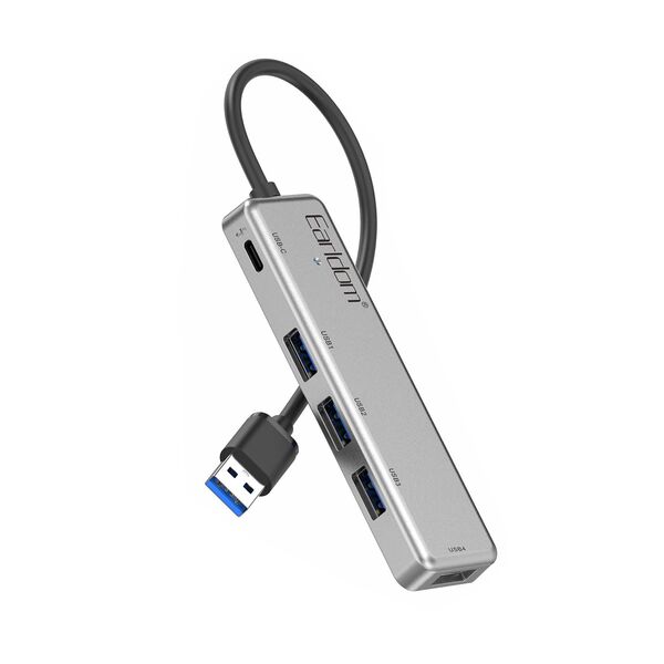 USB hub Earldom ET-HUB12, USB 2.0, 5 Ports, Gray - 12069 έως 12 άτοκες Δόσεις