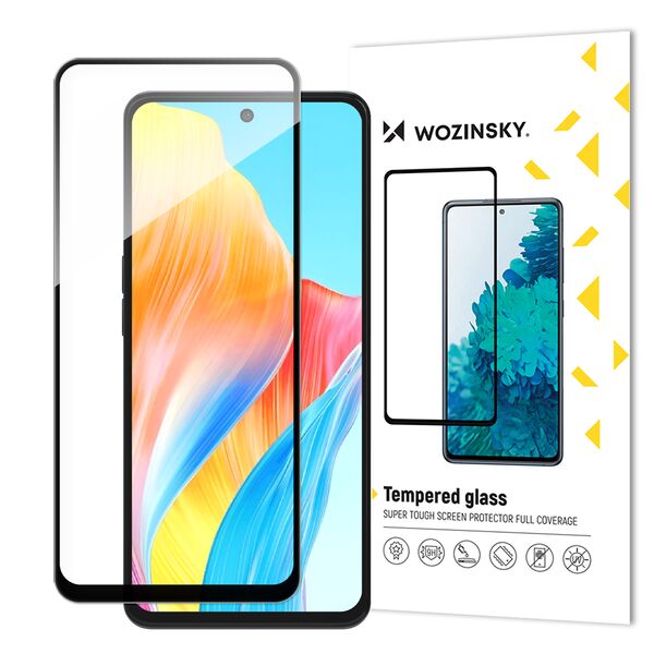 Durable Wozinsky Full Glue Full Screen Tempered Glass with Frame for Oppo A98 5G - Black