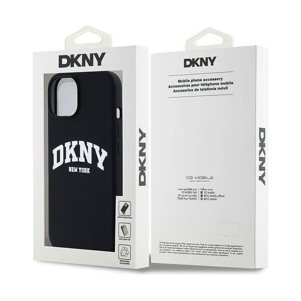 Original Case IPHONE 13 / 14 / 15 DKNY Hardcase Liquid Silicone White Printed Logo MagSafe DKHMP14SSNYACH 3666339266653