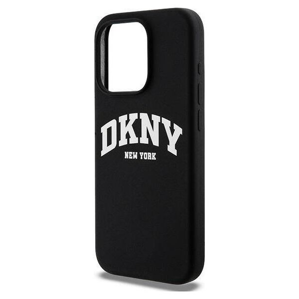 Original Case APPLE IPHONE 15 PRO DKNY Hardcase Liquid Silicone White Printed Logo MagSafe (DKHMP15LSNYACH) black 3666339266714