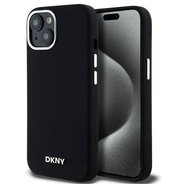 Original Case IPHONE 13 / 14 / 15 DKNY Hardcase Liquid Silicone Small Metal Logo MagSafe (DKHMP15SSMCHLK) black 3666339265717