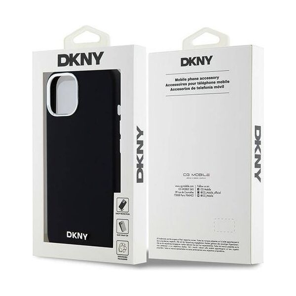 Original Case IPHONE 13 / 14 / 15 DKNY Hardcase Liquid Silicone Small Metal Logo MagSafe (DKHMP15SSMCHLK) black 3666339265717