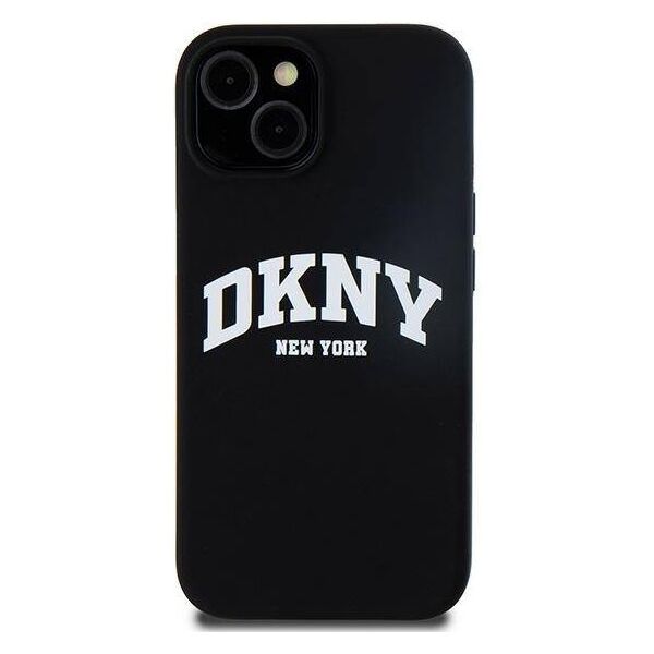 Original Case IPHONE 13 / 14 / 15 DKNY Hardcase Liquid Silicone White Printed Logo MagSafe (DKHMP15SSNYACH) black 3666339266691