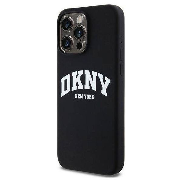 Original Case APPLE IPHONE 15 PRO MAX DKNY Hardcase Liquid Silicone White Printed Logo MagSafe (DKHMP15XSNYACH) black 3666339266721