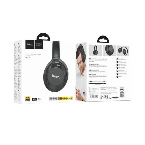 Hoco Casti Bluetooth 5.3, Active Noise Reduction, Multipoint - Hoco (W37) - Ultimate Black 6931474790415 έως 12 άτοκες Δόσεις