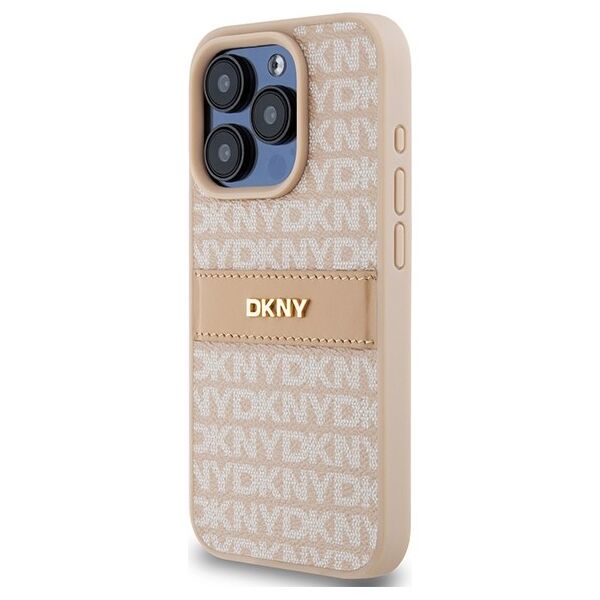 DKNY case for iPhone 15 Pro 6,1&quot; DKHCP15LPRTHSLP pink HC PU repeat texture pattern w tonal stripe 3666339260699