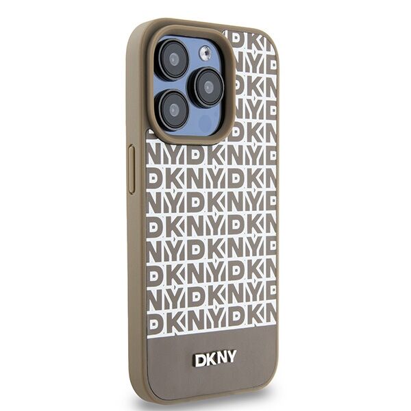 DKNY case for iPhone 15 Pro Max 6,7&quot; DKHMP15XPSOSPW black HC Magsafe pu repeat pattern w bottom stripe 3666339262105