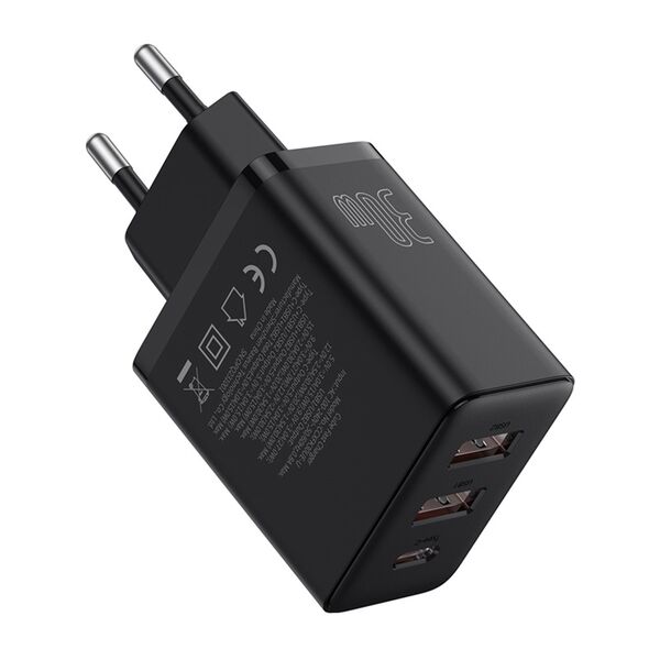 Baseus GaN Charger, 2x USB, Type-C, Fast Charging, 30W - Baseus (P10111402113-00) - Cluster Black 6932172651138 έως 12 άτοκες Δόσεις