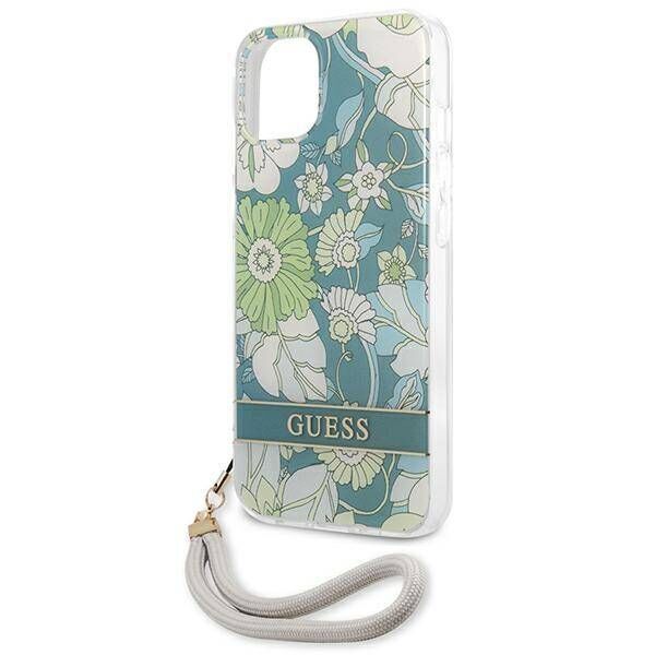 Case IPHONE 13 MINI Guess Hardcase Flower Strap (GUHCP13SHFLSN) green 3666339040475