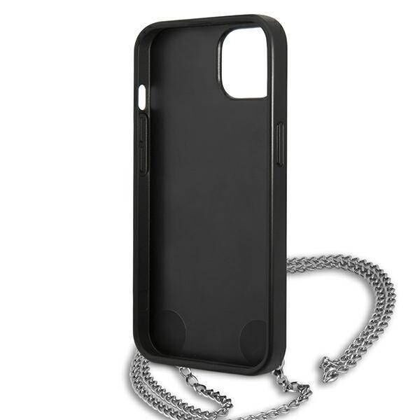 Original Case IPHONE 13 MINI Karl Lagerfeld Hardcase Leather Textured And Chain (KLHCP13SPMK) black 3666339049928