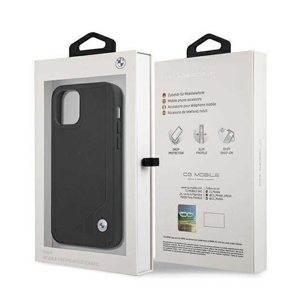 Original Case IPHONE 12 MINI BMW Hardcase Leather Deboss (BMHCP12SRCDPK) black 3666339010744