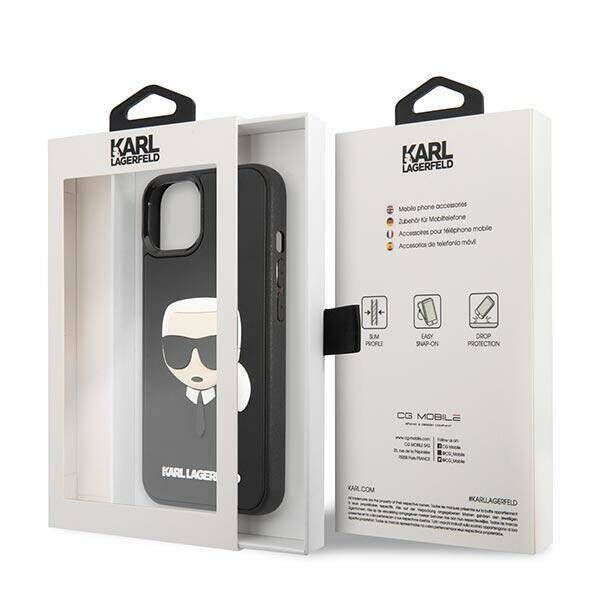 Original Case IPHONE 14 PLUS Karl Lagerfeld Hardcase 3D Rubber Karl`s Head black 3666339086459