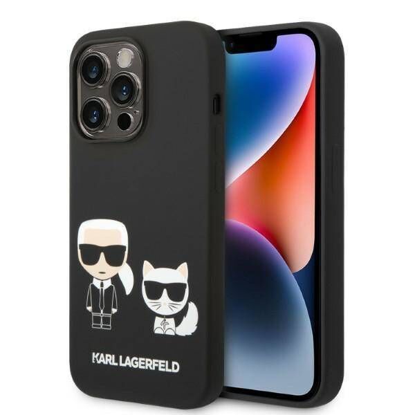 Original Case IPHONE 14 PRO Karl Lagerfeld Hardcase Liquid Silicone Karl & Choupette Magsafe (KLHMP14LSSKCK) black 3666339087548