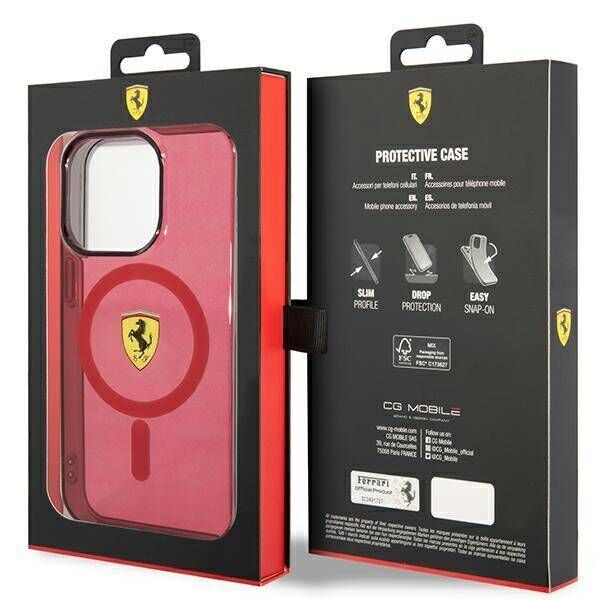 Original Case IPHONE 14 PRO Ferrari Hardcase Translucent Magsafe (FEHMP14LURKR) red 3666339120993