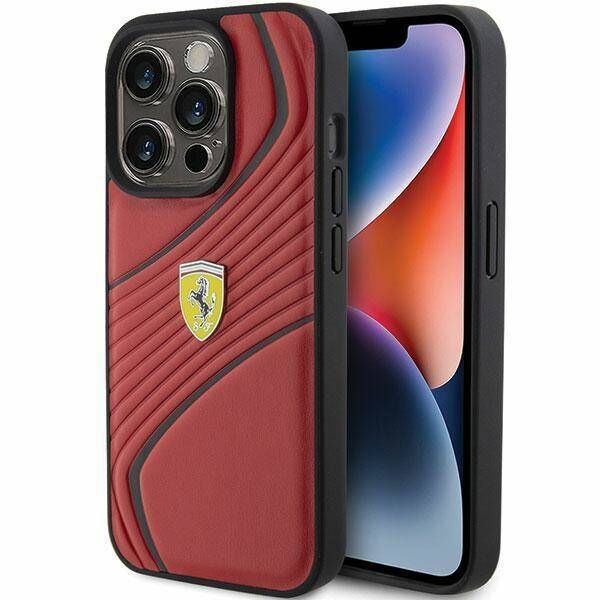 Original Case APPLE IPHONE 15 PRO Ferrari Hardcase Twist Metal Logo (FEHCP15LPTWR) red 3666339170974