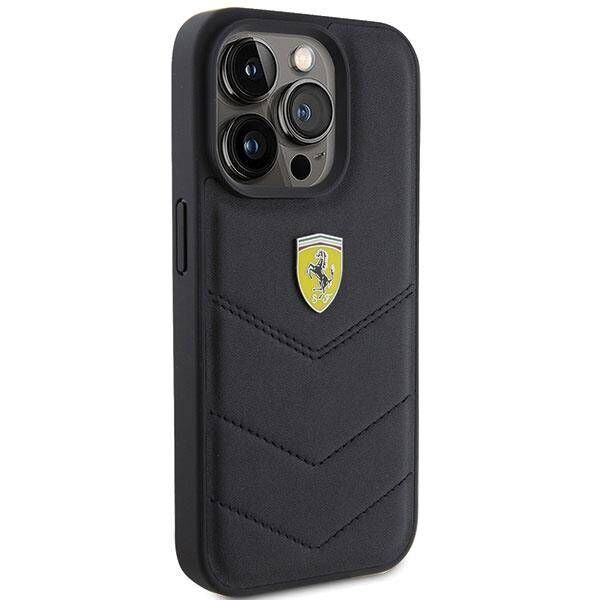 Original Case APPLE IPHONE 15 PRO Ferrari Hardcase Quilted Metal Logo (FEHCP15LRDUK) black 3666339171056