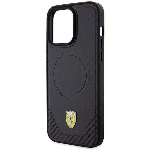 Original Case APPLE IPHONE 15 PRO MAX Ferrari Hardcase Carbon Metal Logo MagSafe (FEHMP15XPTEK) black 3666339171094