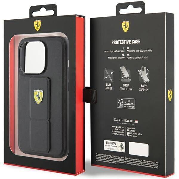 Original Case APPLE IPHONE 15 PRO Ferrari Hardcase Grip Stand (FEHCP15LGSPSIK) black 3666339201852