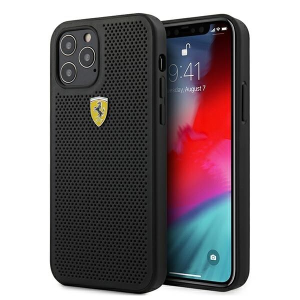 Ferrari FESPEHCP12LBK iPhone 12 Pro Max 6.7&quot; black/black hardcase On Track Perforated