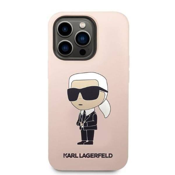 Original Case IPHONE 14 PRO MAX Karl Lagerfeld Hardcase Silicone Ikonik (KLHCP14XSNIKBCP) pink 3666339098643