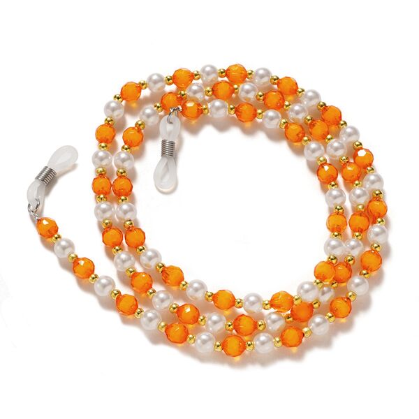 A chain for glasses, beads, an orange pendant