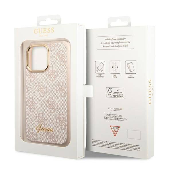 Original Case IPHONE 14 PRO MAX Guess Hard Case 4G Vintage Gold Logo (GUHCP14XHG4SHP) pink 3666339065355