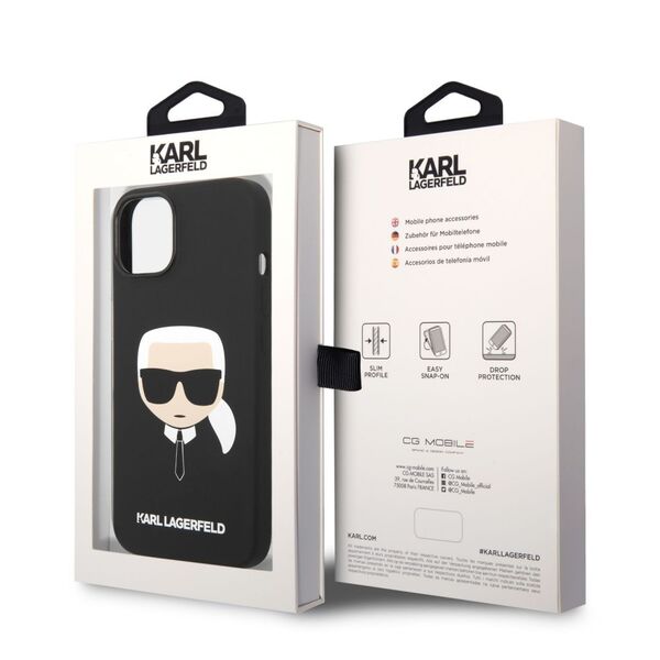 Karl Lagerfeld case for iPhone 14 Plus 6,7&quot; KLHCP14MSLKHBK hardcase black Silicone Karl`s Head 3666339085414