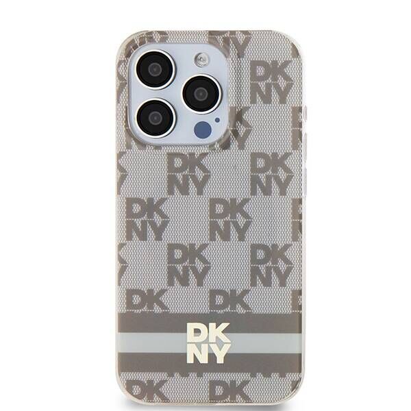 Original Case IPHONE 13 PRO MAX DKNY Hardcase IML Checkered Mono Pattern & Printed Stripes MagSafe (DKHMP13XHCPTSE) beige 3666339269449