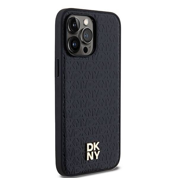 Original Case IPHONE 14 PRO DKNY Hardcase Leather Pattern Metal Logo MagSafe (DKHMP14LPSHRPSK) black 3666339261498