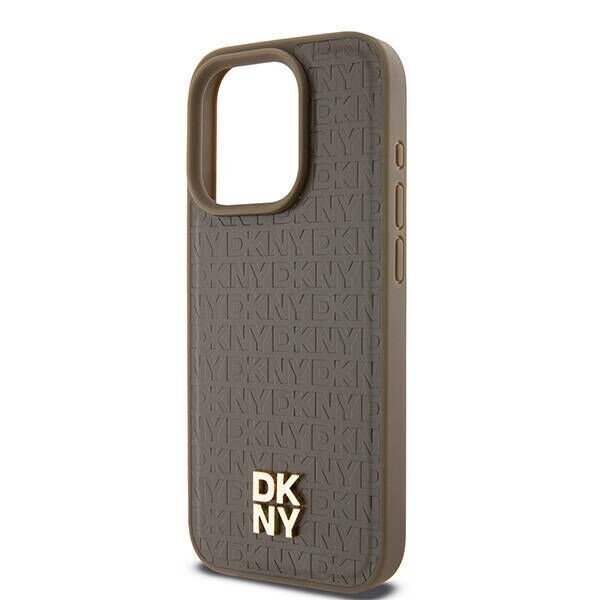 Original Case IPHONE 14 PRO DKNY Hardcase Leather Pattern Metal Logo MagSafe (DKHMP14LPSHRPSW) brown 3666339261771